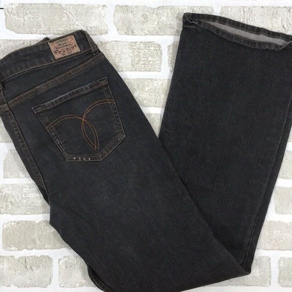 𝅺VINTAGE Paris Blues Faded Black Flare Bottom Jeans Juniors 11 - Picture 1 of 9